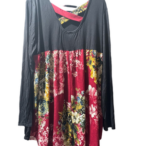 NWT Heimish USA Elegant Black and Floral Women's Top with Cross Detail on Back